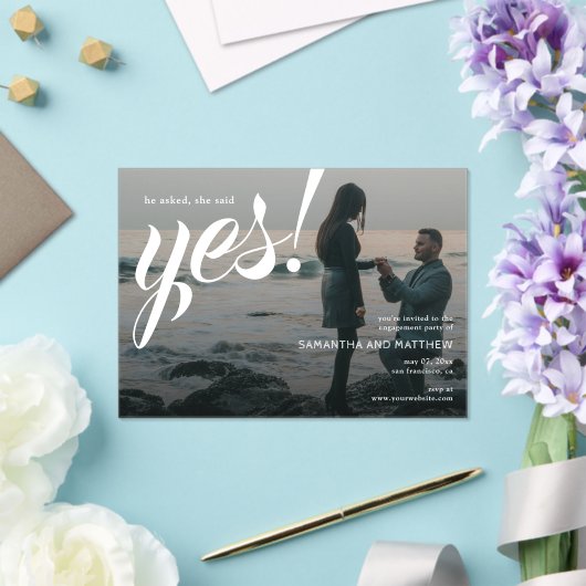 Sie sagte Ja Moderne Rustikale Engagement Partei Acryleinladungen (In Situ (Hochzeit))