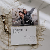 Sie sagte ja, moderne Script Foto Verlobung Einladung