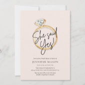 Sie sagte ja Modernes Brautparty Einladung (Vorderseite)