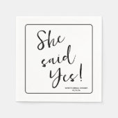 Sie sagte ja! Modernes, elegantes, maßgeschneidert Serviette (Vorderseite)