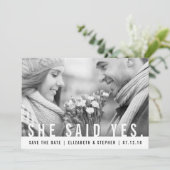 Sie sagte ja | Modernes Foto Save the Date (Stehend Vorderseite)