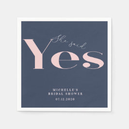 Sie sagte ja modernes typografisches Brautparty Serviette
