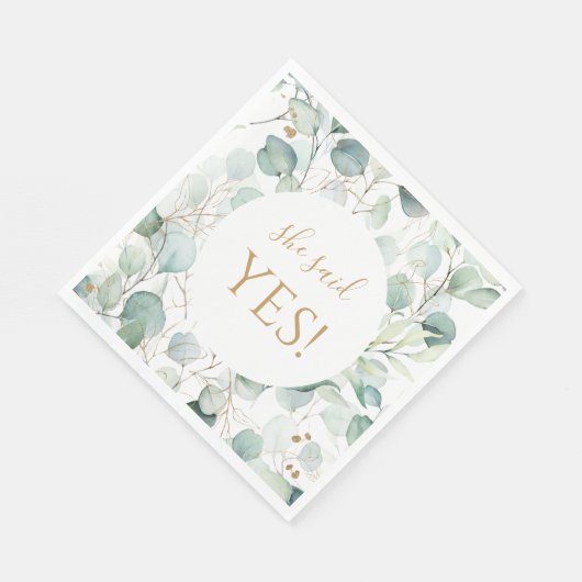 Sie sagte ja Napkins Eukalyptus-Brautparty Serviette (Ecke)