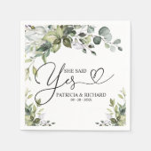 Sie sagte ja Niedliche Engagement Partei Napkins Serviette (Vorderseite)