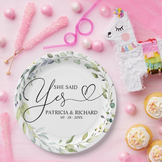 Sie sagte ja, Niedliches Engagement Partei Papier  Pappteller (Party)