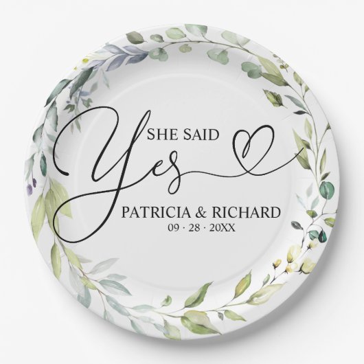 Sie sagte ja, Niedliches Engagement Partei Papier  Pappteller (Vorderseite)