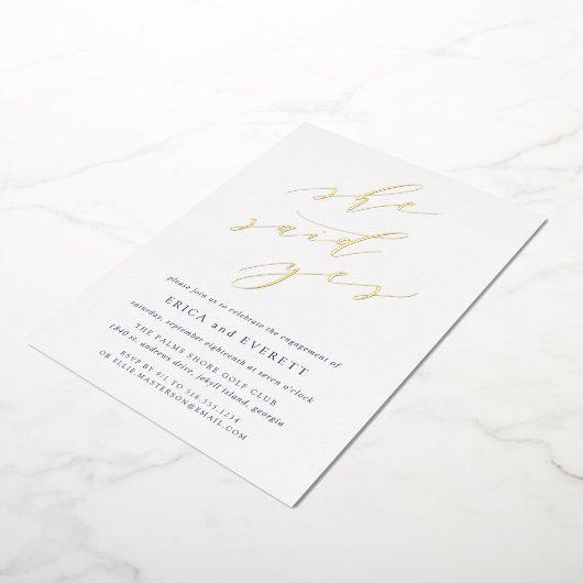 Sie sagte ja | Partei für kalligraphisches Engagem Folieneinladung (Gedreht)