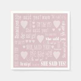 Sie sagte ja Pink-Engagement-Partei Serviette