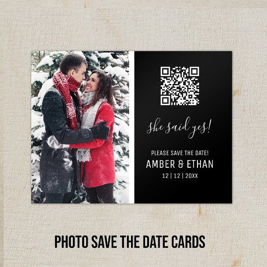 Sie sagte ja! QR-Bildvorlage Save the Date Magnetkarte