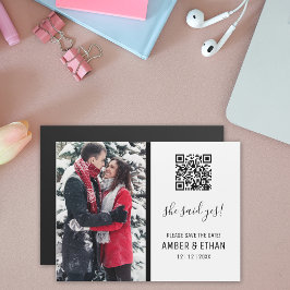 Sie sagte ja! QR-Bildvorlage Save the Date Magnetkarte