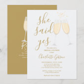 Sie sagte Ja QR Code Brautparty Gold Einladung (Vorne/Hinten)