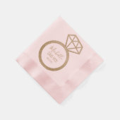 Sie sagte ja! Rosa/goldenes Glitzer Ring Brautpart Serviette (Ecke)