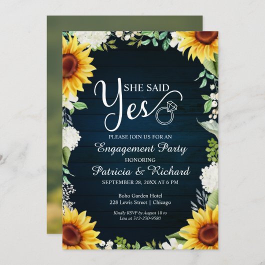 Sie sagte Ja Rustikale Engagement Partei Einladung (Vorne/Hinten)