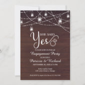 Sie sagte Ja Rustikale Engagement Partei Einladung (Vorderseite)