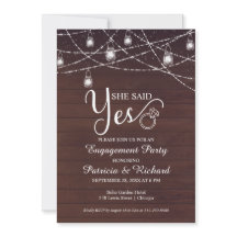 Sie sagte Ja Rustikale Engagement Partei Einladung