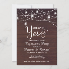 Sie sagte Ja Rustikale Engagement Partei Einladung