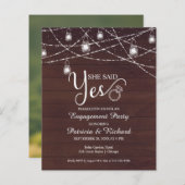 Sie sagte Ja Rustikale Engagement Partei Einladung (Vorne/Hinten)