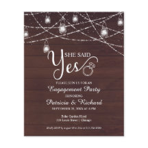 Sie sagte Ja Rustikale Engagement Partei Einladung