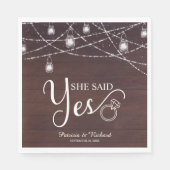 Sie sagte Ja Rustikale Engagement Partei Serviette (Vorderseite)