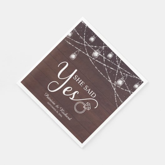 Sie sagte Ja Rustikale Engagement Partei Serviette (Ecke)