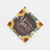 Sie sagte Ja Rustikale Sonnenblumen Engagement Par Serviette (Ecke)