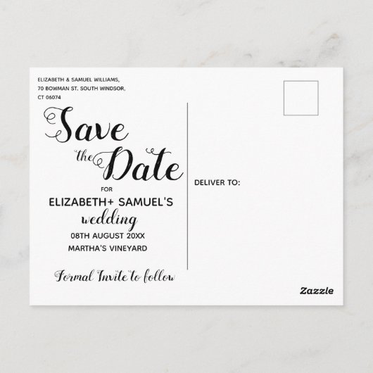 Sie sagte ja Save the Date Hochzeitsankündigung Postkarte (Rückseite)