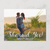 Sie sagte ja Save the Date Hochzeitsankündigung Postkarte (Vorderseite)