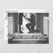 Sie sagte ja Save the Date Hochzeitsankündigung Postkarte (Vorne/Hinten)