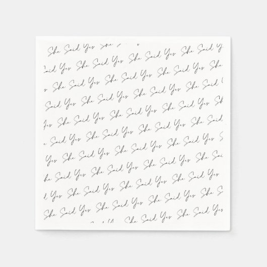 Sie sagte ja, schwarze Typografie Serviette (Vorderseite)