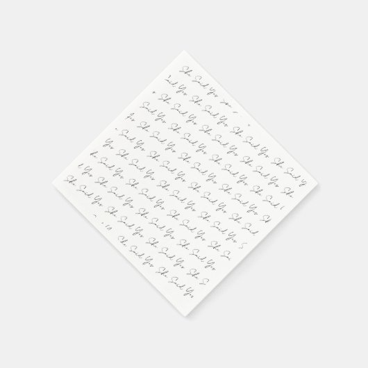 Sie sagte ja, schwarze Typografie Serviette (Ecke)