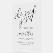 Sie sagte JA Script Sie sagte Ja Brautparty Acrylschild (Winkel)