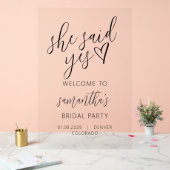 Sie sagte JA Script Sie sagte Ja Brautparty Acrylschild (Hochzeit)