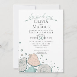 Sie sagte ja Seashell Verlobung Coral Aquamarin Einladung