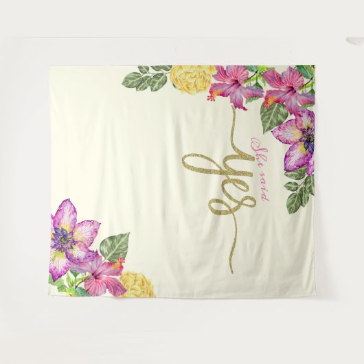 Sie sagte JA Standfahne Wandteppich (Vorderseite (Horizontal))