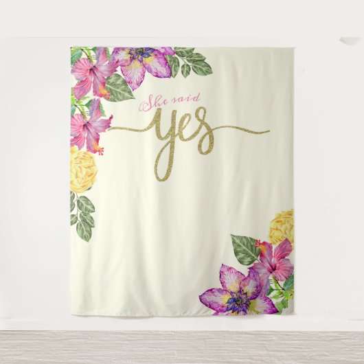 Sie sagte JA Standfahne Wandteppich (Vorderseite)