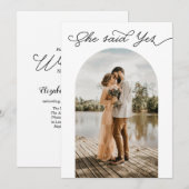 Sie sagte ja Verlobten Foto Polterabend Einladung (Vorne/Hinten)