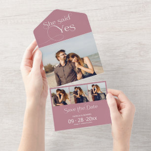 Sie sagte ja Verlobung Ankündigung Save the Date