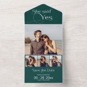 Sie sagte ja Verlobung Ankündigung Save the Date (Innen Boden)