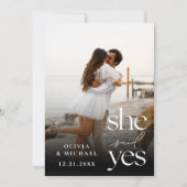 Sie sagte ja Verlobung des modernen Fotos Ankündig (Vorderseite)