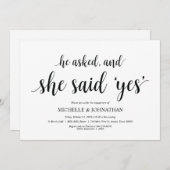 Sie sagte ja, Verlobung, die Party einlädt Einladung (Vorne/Hinten)