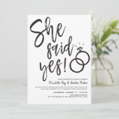 Sie sagte ja! | Verlobung Dinner mit Freunden Einladung (Stehend Vorderseite)