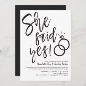 Sie sagte ja! | Verlobung Dinner mit Freunden Einladung (Vorne/Hinten)