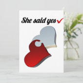 Sie sagte ja Verlobung Einladung - Herzdesign (Stehend Vorderseite)