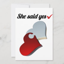 Sie sagte ja Verlobung Einladung - Herzdesign