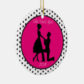 Sie sagte ja Verlobungs-personalisierte Verzierung Keramik Ornament (Rechts)