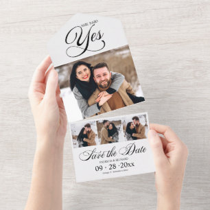Sie sagte Ja Verlobungsanzeige Save The Date All In One Einladung