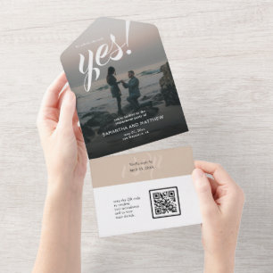 Sie sagte Ja Verlobungsfeier QR Code RSVP All In One Einladung