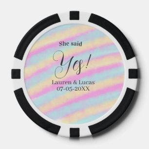 Sie sagte Ja Verlobungsfeier rosa blau gelb ste Pokerchips