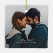Sie sagte Ja Verlobungsfoto-Andenken Keramikornament (Rückseite)