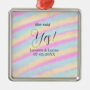 Sie sagte Ja Verlobungsparty rosa blau gelb ste Ornament Aus Metall